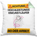 Eiskunstläufer Kissen mit Füllung 40x40 Geschenk Lustiger Spruch Geschenkidee für Eiskunstläufer Achtung Hochleistungs Eiskunstläufer Bei Der Arbeit (Grau) Grün Trendation