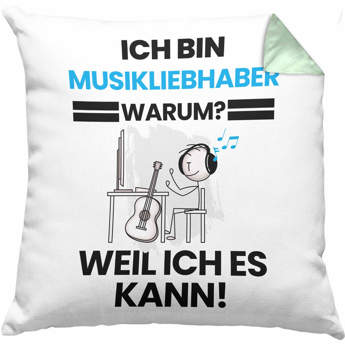 Musikliebhaber Geschenk Kissen mit Füllung 40x40 Lustiger Spruch Ich Bin Musikliebhaber Warum Weil Ich Es Kann Geschenkidee Bester Musikliebhaber Geburtstag (Grau) Grün Trendation