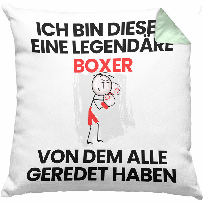 Boxer Geschenk Kissen mit Füllung 40x40 Lustige Geschenkidee Geburtstag für Boxer Ich Bin Dieser Legendäre Boxer Von Dem Alle Geredet Haben (Grau) Grün Trendation