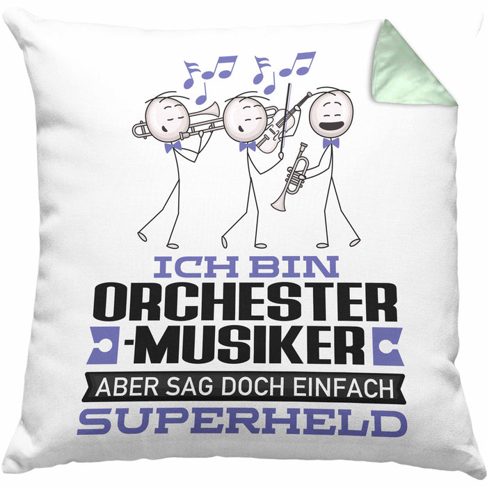 Orchestermusiker Geschenk Kissen mit Füllung 40x40 Ich Bin Orchestermusiker Aber Sag Doch Einfach Superheld Lustige Geschenkdiee für Orchestermusiker (Grau) Grün Trendation
