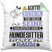Hundesitter Geschenk Kissen mit Füllung 40x40 Lustiger Spruch Erheben Sie Sich Der Hundesitter Betritt den Raum (Grau) Grün Trendation