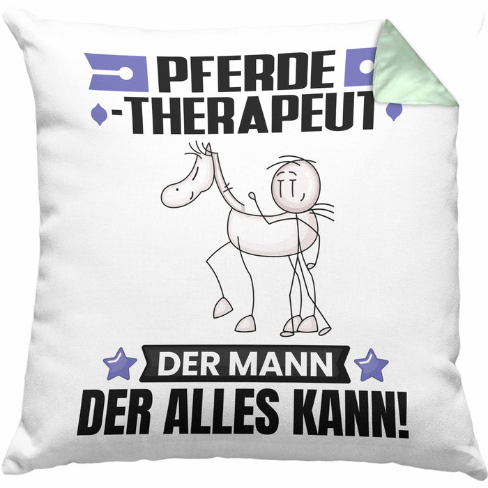 Pferdetherapeut Kissen mit Füllung 40x40 Geschenk für Pferdetherapeut Der Mann Der Alles Kann Geschenkidee zum Geburtstag (Grau) Grün Trendation