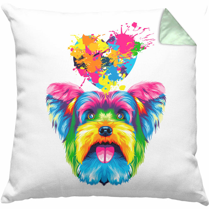 Yorkie Herz Farbe Besitzer Kissen mit Füllung 40x40 Geschenk Lustiger Spruch Geschenkidee Yorkie Liebhaber (Grau) Grün Trendation