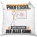 Professor Kissen mit Füllung 40x40 Geschenk für Professor Der Mann Der Alles Kann Geschenkidee zum Geburtstag (Grau) Grün Trendation