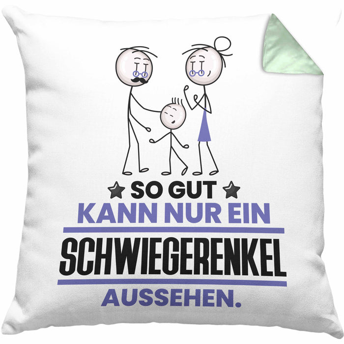 Schwiegerenkel Geschenk Kissen mit Füllung 40x40 So Gut Kann Nur Ein Schwiegerenkel Aussehen Geschenkidee (Grau) Grün Trendation