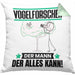Vogelforscher Kissen mit Füllung 40x40 Geschenk für Vogelforscher Der Mann Der Alles Kann Geschenkidee zum Geburtstag (Grau) Grün Trendation