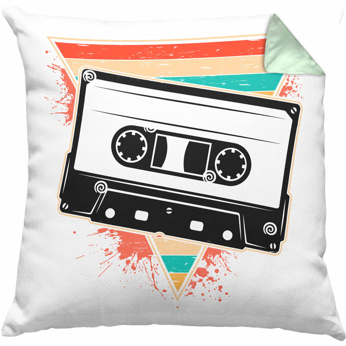 Nostalgie Kassette Geschenk Alte Straße 80er 90er Jahre GeschenkKissen mit Füllung 40x40 (Grau) Grün Trendation