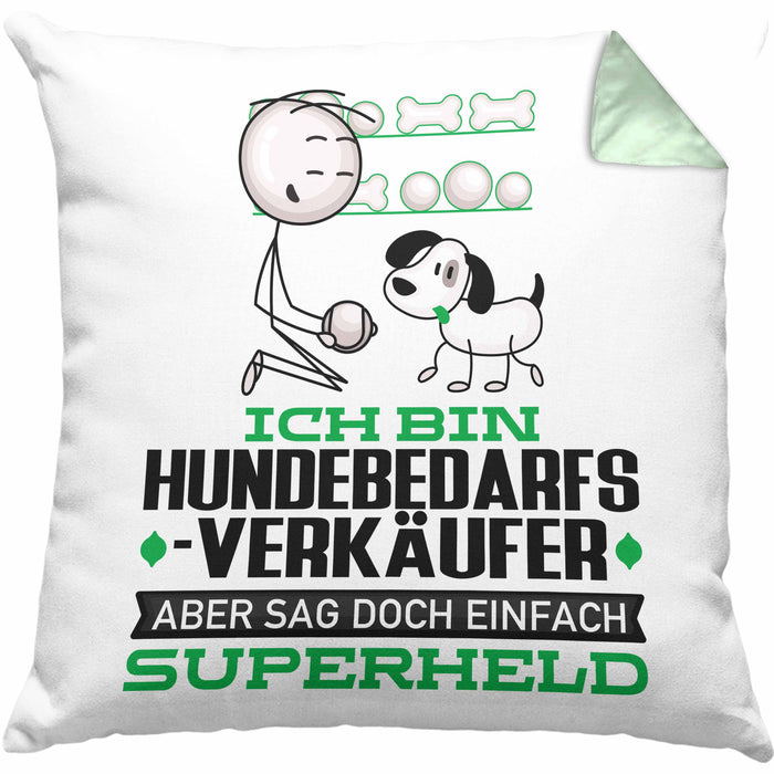Hundebedarfsverkäufer Geschenk Kissen mit Füllung 40x40 Ich Bin Hundebedarfsverkäufer Aber Sag Doch Einfach Superheld Lustige Geschenkdiee für Hundebedarfsverkäufer (Grau) Grün Trendation