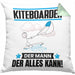 Kiteboarder Kissen mit Füllung 40x40 Geschenk für Kiteboarder Der Mann Der Alles Kann Geschenkidee zum Geburtstag (Grau) Grün Trendation