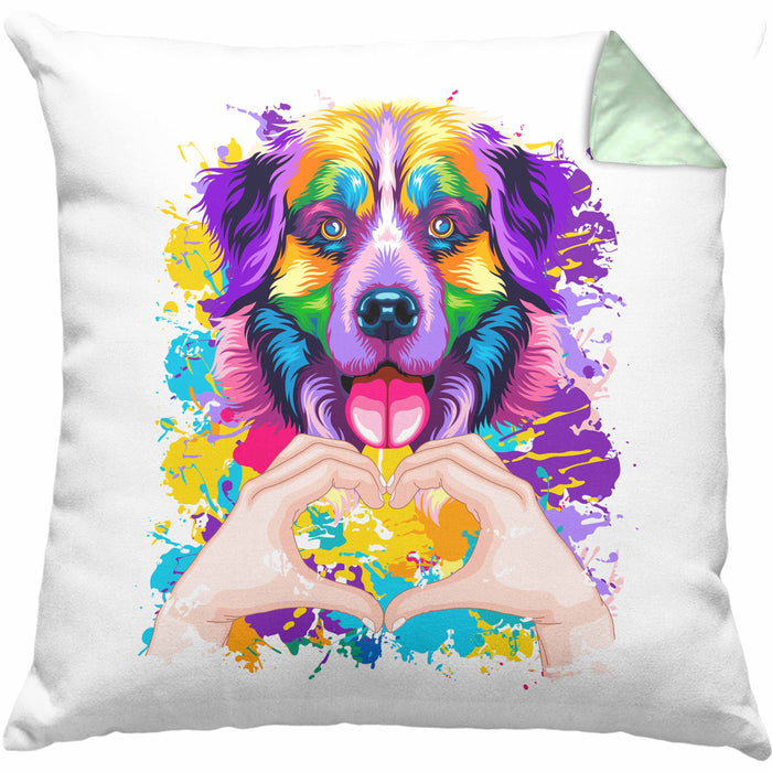 Berner Sennen Besitzer Farbe Love Kissen mit Füllung 40x40 Geschenk Lustiger Spruch Geschenkidee Berner Sennen Besitzerin (Grau) Grün Trendation