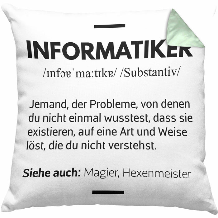 Informatiker Kissen mit Füllung 40x40 Geschenk Programmierer Gadget Lustig Geschenkidee Männer Zubehör Informatiklehrer IT (Grau) Grün Trendation