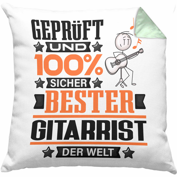 Gitarrist Geschenk Lustiger Spruch für Gitarrist Geschenkidee Bester Gitarrist Der WeltKissen mit Füllung 40x40 (Grau) Grün Trendation