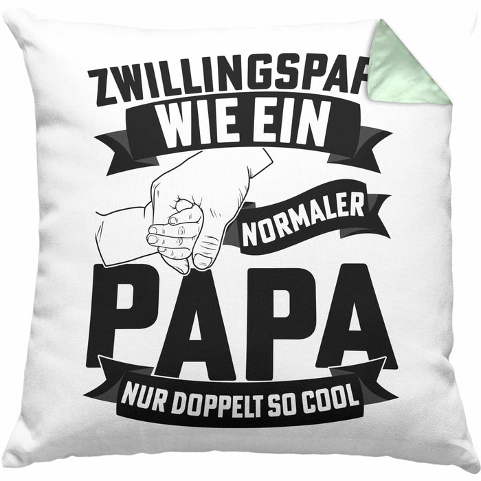 Zwillings-Papa Kissen mit Füllung 40x40 Geschenk WIe Ein Normaler Papa Nur Doppelt So Cool Vatertag Geschenkidee Zwillinge (Grau) Grün Trendation