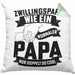 Zwillings-Papa Kissen mit Füllung 40x40 Geschenk WIe Ein Normaler Papa Nur Doppelt So Cool Vatertag Geschenkidee Zwillinge (Grau) Grün Trendation