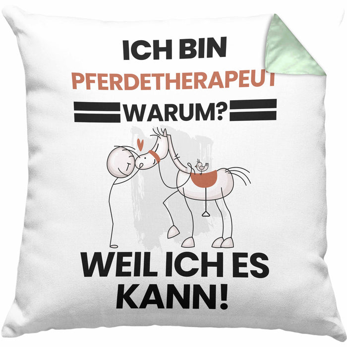 Pferdetherapeut Geschenk Kissen mit Füllung 40x40 Lustiger Spruch Ich Bin Pferdetherapeut Warum Weil Ich Es Kann Geschenkidee Bester Pferdetherapeut Geburtstag (Grau) Grün Trendation