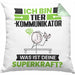 Tierkommunikator Kissen mit Füllung 40x40 Geschenk für Tierkommunikator Geburtstag Lustiger Spruch Was Ist Deine Superkraft (Grau) Grün Trendation