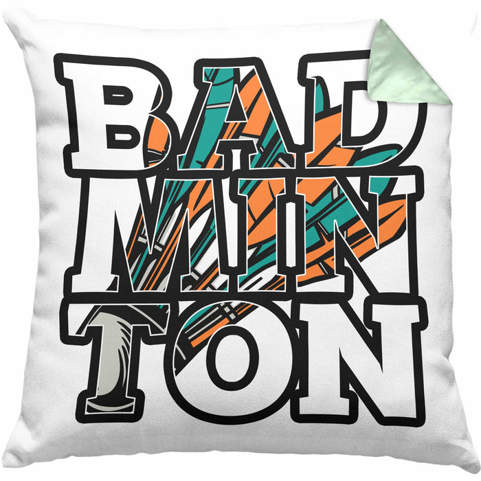 Badminton-Kissen mit Füllung 40x40 Geschenk für Badminton-Spieler Badminton-Trainer (Grau) Grün Trendation