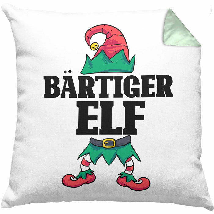 Bart Kissen mit Füllung 40x40 Geschenk Lustiger Spruch Bartträger Bärtiger Elf Geschenkidee Geburtstag (Grau) Grün Trendation