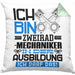 Zweiradmechaniker Ausbildung Kissen mit Füllung 40x40 Geschenk Ich Bin Zweiradmechaniker In Der Ausbildung Ich Darf Das Geschenkidee Spruch (Grau) Grün Trendation
