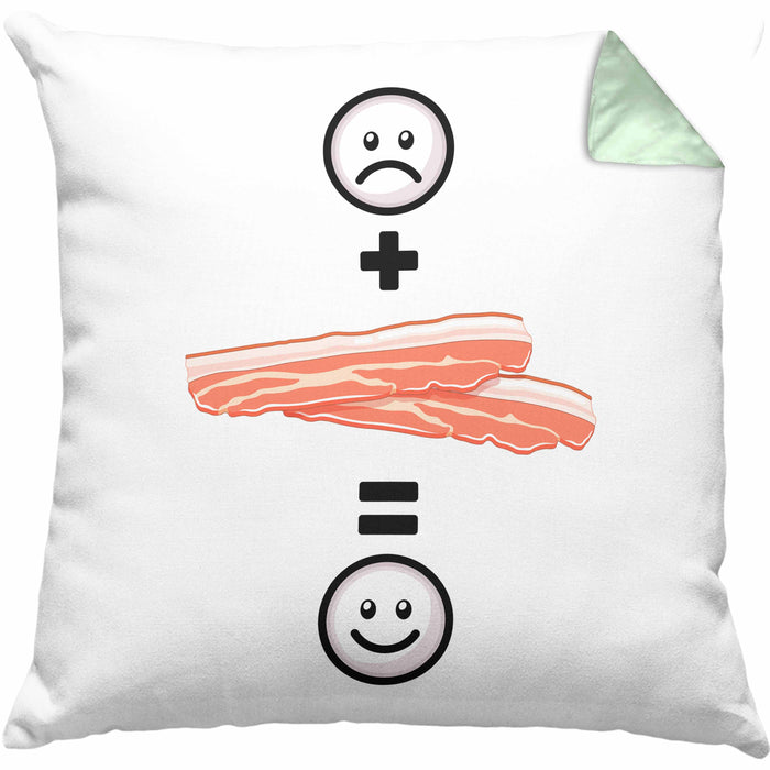 Bacon Kissen mit Füllung 40x40 Geschenk für Bacon-Liebhaber Lustige Geschenkidee :( + Bacon = :) Geburtstag (Grau) Grün Trendation