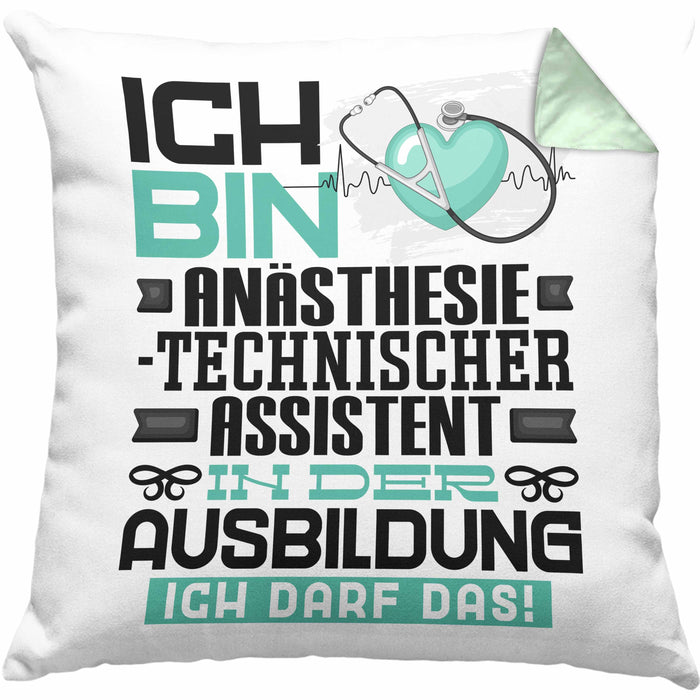 Anästhesietechnischer Assistent Ausbildung Kissen mit Füllung 40x40 Geschenk Ich Bin Anästhesietechnischer Assistent In Der Ausbildung Ich Darf Das Geschenkidee Spruch (Grau) Grün Trendation