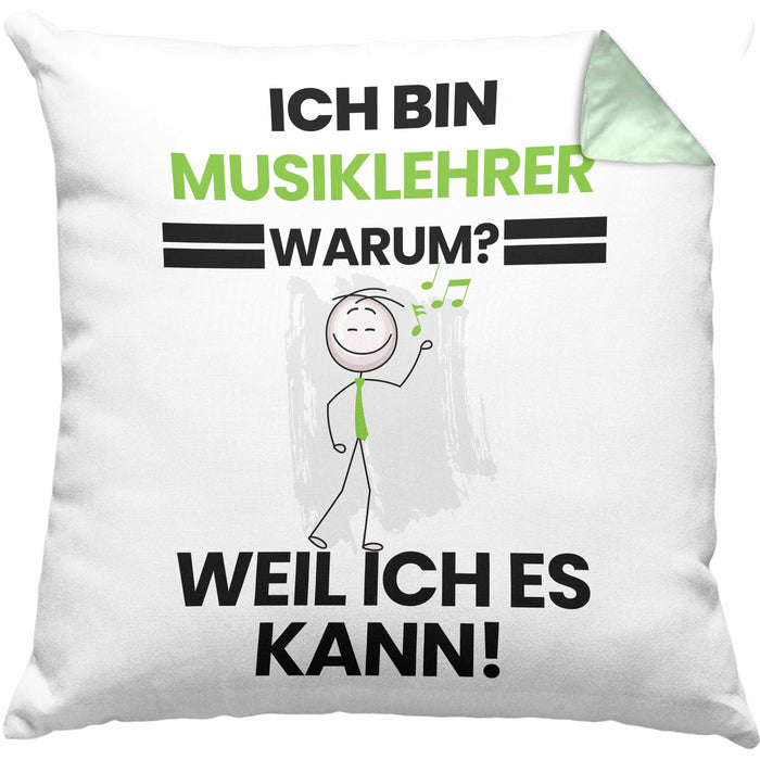 Musiklehrer Geschenk Kissen mit Füllung 40x40 Lustiger Spruch Ich Bin Musiklehrer Warum Weil Ich Es Kann Geschenkidee Bester Musiklehrer Geburtstag (Grau) Grün Trendation