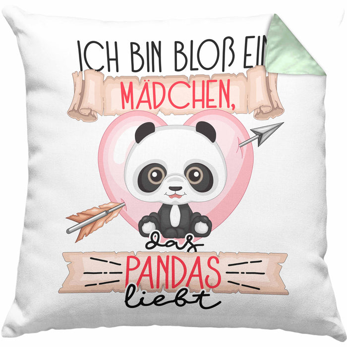 Pandas Kissen mit Füllung 40x40 Geschenk Frauen Ich Bin Bloß Ein Mädchen Das Pandas Liebt Pandaliebhaberin Geschenk Spruch Geburtstag (Grau) Grün Trendation