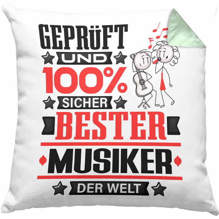 Musiker Geschenk Lustiger Spruch für Musiker Geschenkidee Bester Musiker Der WeltKissen mit Füllung 40x40 (Grau) Grün Trendation