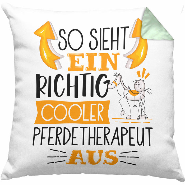 Pferdetherapeut Kissen mit Füllung 40x40 So Sieht Ein Richtig Cooler Pferdetherapeut Aus Geschenk Lustiger Spruch Geschenkidee (Grau) Grün Trendation