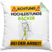 Bäcker Kissen mit Füllung 40x40 Geschenk Lustiger Spruch Geschenkidee für Bäcker Achtung Hochleistungs Bäcker Bei Der Arbeit (Grau) Grün Trendation