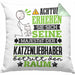 Katzenliebhaber Geschenk Kissen mit Füllung 40x40 Lustiger Spruch Erheben Sie Sich Der Katzenliebhaber Betritt den Raum (Grau) Grün Trendation