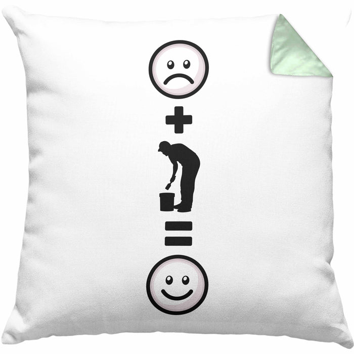 Maler Kissen mit Füllung 40x40 Geschenk für Malermeister Geburtstag Lustige Geschenkidee :( + Malen = :) (Grau) Grün Trendation