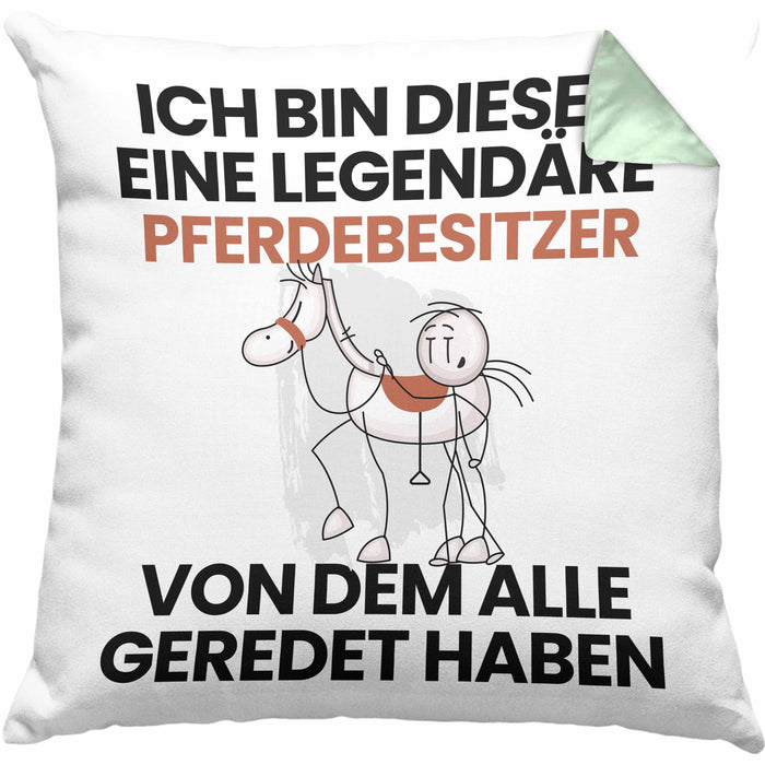 Pferdebesitzer Geschenk Kissen mit Füllung 40x40 Lustige Geschenkidee Geburtstag für Pferdebesitzer Ich Bin Dieser Legendäre Pferdebesitzer Von Dem Alle Geredet Haben (Grau) Grün Trendation