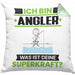 Angler Kissen mit Füllung 40x40 Geschenk für Angler Geburtstag Lustiger Spruch Was Ist Deine Superkraft (Grau) Grün Trendation