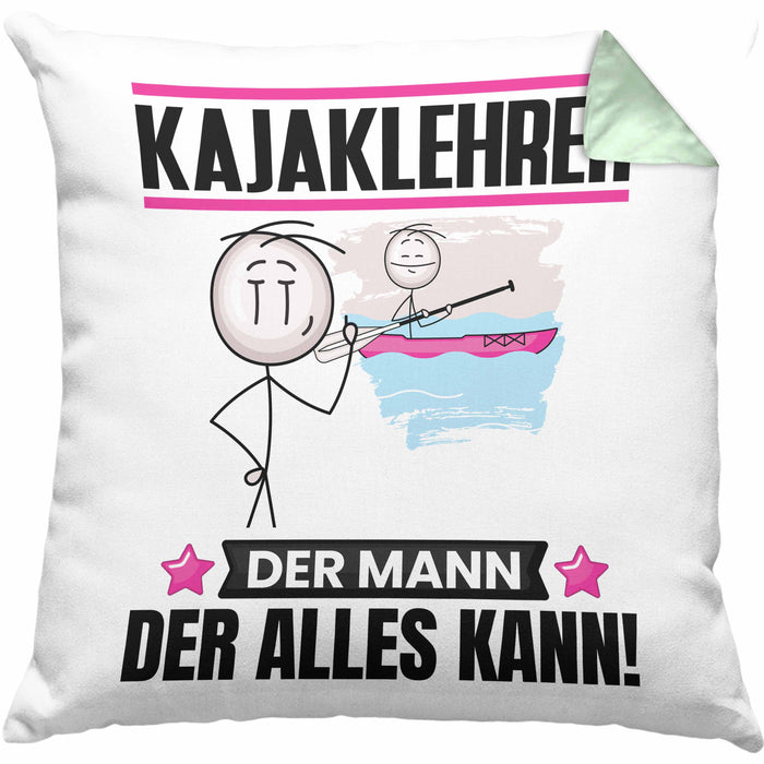 Kajaklehrer Kissen mit Füllung 40x40 Geschenk für Kajaklehrer Der Mann Der Alles Kann Geschenkidee zum Geburtstag (Grau) Grün Trendation