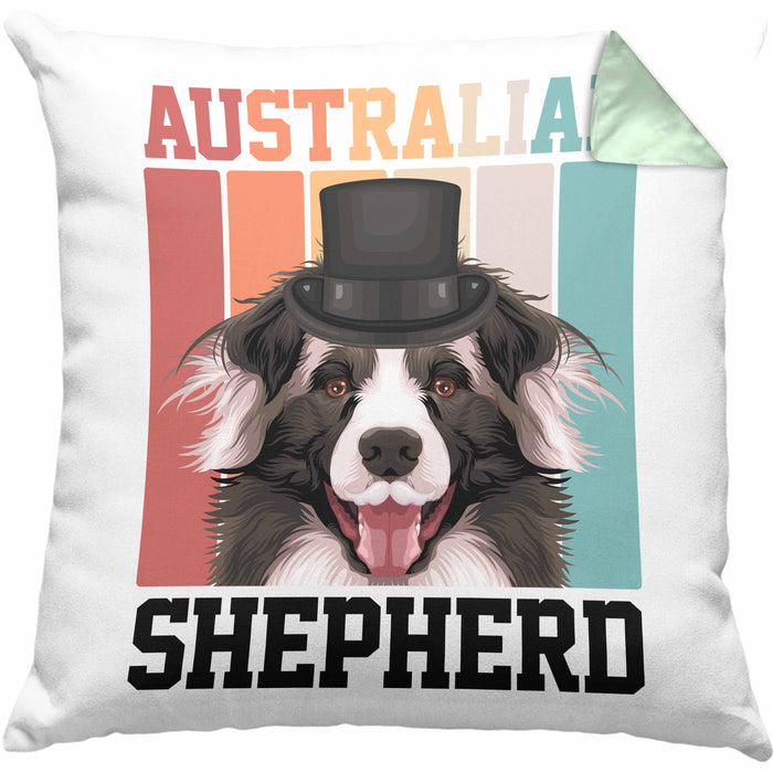 Australian Shepherd Besitzer Kissen mit Füllung 40x40 Geschenk Lustiger Spruch Geschenkidee Retro Vinatge Australian Shepherd (Grau) Grün Trendation