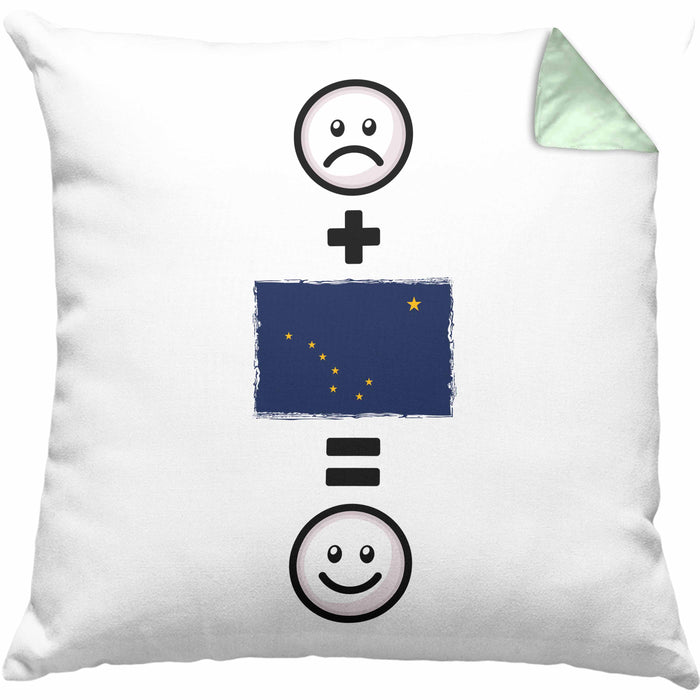 Alaska Kissen mit Füllung 40x40 Geschenk für Alaska-Liebhaber Urlaub Lustige Geschenkidee :( + Alaska Flagge = :) Geburtstag (Grau) Grün Trendation