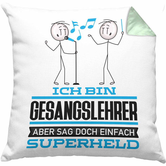 Gesangslehrer Geschenk Kissen mit Füllung 40x40 Ich Bin Gesangslehrer Aber Sag Doch Einfach Superheld Lustige Geschenkdiee für Gesangslehrer (Grau) Grün Trendation