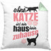 Katze Kissen mit Füllung 40x40 Katzenbesitzer Geschenk Katzen Geschenkidee Lustige Kissen mit Füllung 40x40 mit Spruch Kater Katzenmama (Grau) Grün Trendation