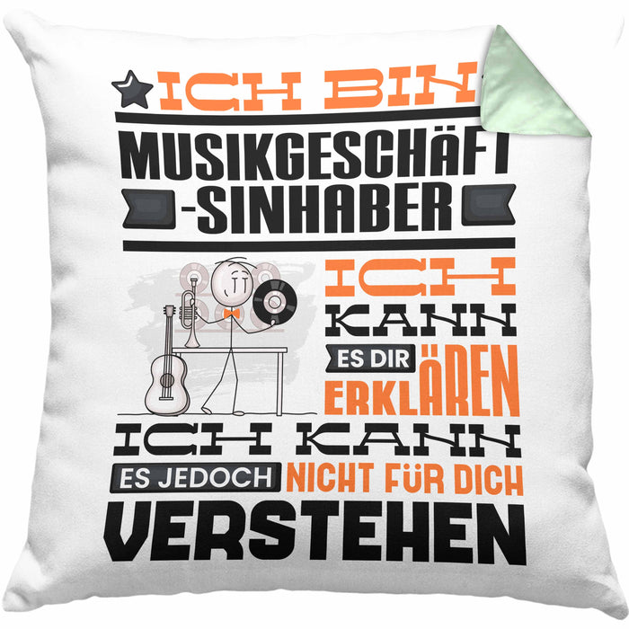 Musikgeschäftsinhaber Geschenk Kissen mit Füllung 40x40 Lustige Geschenkdiee für einen Musikgeschäftsinhaber Geburtstag Ich Bin Musikgeschäftsinhaber Ich Kann Es Dir Erklären Aber Nicht Für Dich Verstehen (Grau) Grün Trendation