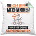 Mechaniker Kissen mit Füllung 40x40 Geschenk für Mechaniker Geburtstag Lustiger Spruch Was Ist Deine Superkraft (Grau) Grün Trendation