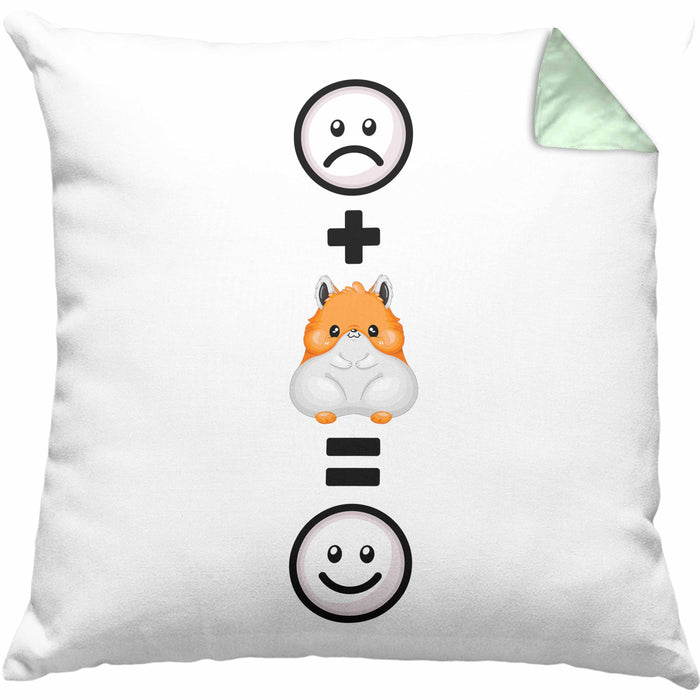 Hamster Kissen mit Füllung 40x40 Geschenk für Hamster Liebhaber Fans Besitzer :( + Hamster = :) Lustige Geschenkidee Geburtstag (Grau) Grün Trendation