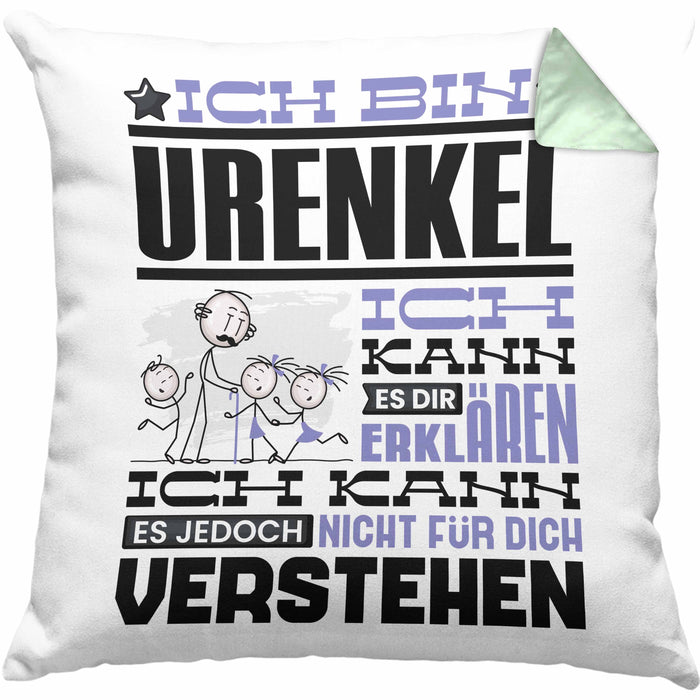Urenkel Geschenk Kaffee-Kissen mit Füllung 40x40 Geschenkidee für Urenkel Ich Bin Urenkel Ich Kann Es Dir Erklären Jedoch Nicht Für Dich Verstehen Spruch Lustig (Grau) Grün Trendation