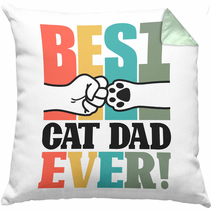 Geschenk für besten Katzenvater: "Best Cat Dad Ever" Kissen mit Füllung 40x40 Vatertag (Grau) Grün Trendation