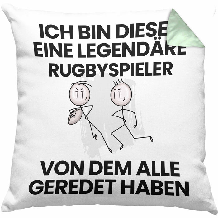 Rugbyspieler Geschenk Kissen mit Füllung 40x40 Lustige Geschenkidee Geburtstag für Rugbyspieler Ich Bin Dieser Legendäre Rugbyspieler Von Dem Alle Geredet Haben (Grau) Grün Trendation