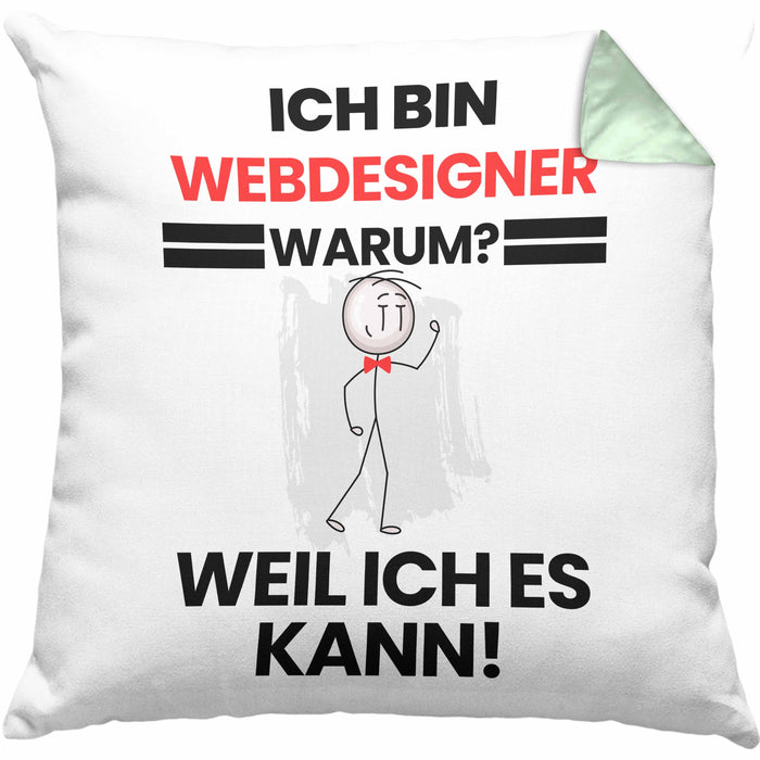 Webdesigner Geschenk Kissen mit Füllung 40x40 Lustiger Spruch Ich Bin Webdesigner Warum Weil Ich Es Kann Geschenkidee Bester Webdesigner Geburtstag (Grau) Grün Trendation