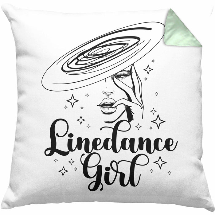 Linedance Geschenke Girl Kissen mit Füllung 40x40 Geschenkidee Spruch Line Dance Frauen Sprüche (Grau) Grün Trendation