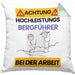 Bergführer Kissen mit Füllung 40x40 Geschenk Lustiger Spruch Geschenkidee für Bergführer Achtung Hochleistungs Bergführer Bei Der Arbeit (Grau) Grün Trendation