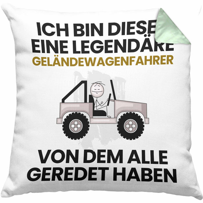 Geländewagenfahrer Geschenk Kissen mit Füllung 40x40 Lustige Geschenkidee Geburtstag für Geländewagenfahrer Ich Bin Dieser Legendäre Geländewagenfahrer Von Dem Alle Geredet Haben (Grau) Grün Trendation