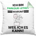 Parkour-Athlet Geschenk Kissen mit Füllung 40x40 Lustiger Spruch Ich Bin Parkour-Athlet Warum Weil Ich Es Kann Geschenkidee Bester Parkour-Athlet Geburtstag (Grau) Grün Trendation